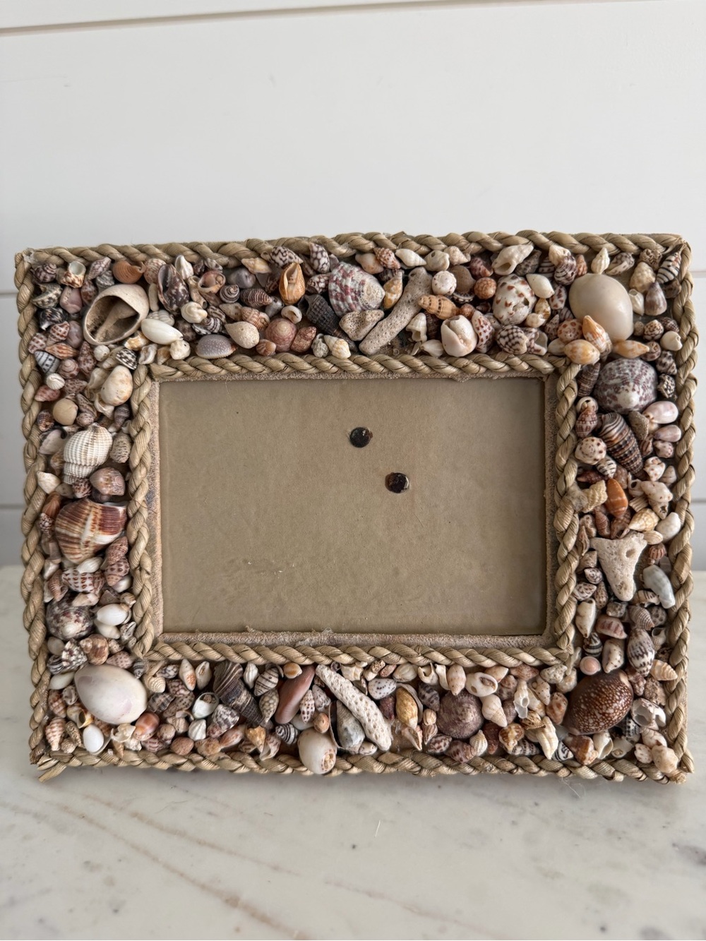 Vintage Sea Shell & Twine Picture Frame